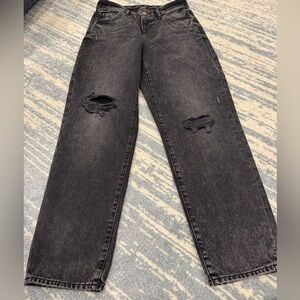 Express Boyfriend Distressed Black Jeans